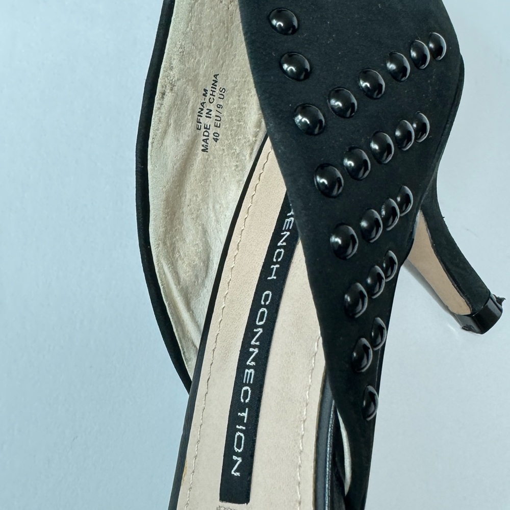 French Connection Studded Heels Black Embellished Kitten Heel Dorsay Pumps - Picture 7 of 7